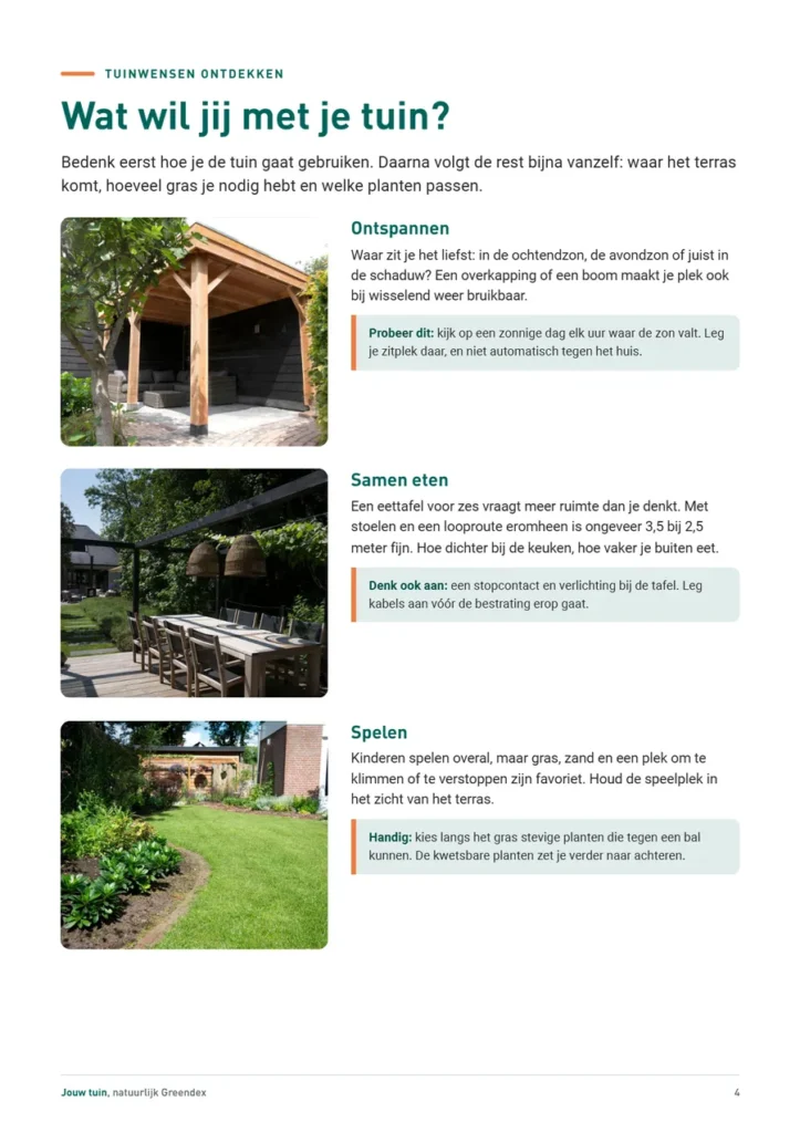 Pagina uit de inspiratiegids: Wat wil jij met je tuin?